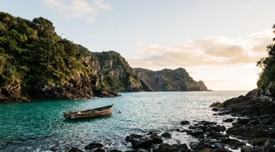 Vue aérienne d'une île préservée aux eaux turquoise et à la végétation intacte, symbole de voyage authentique